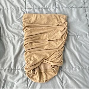 Tan Scrunched Pencil Skirt